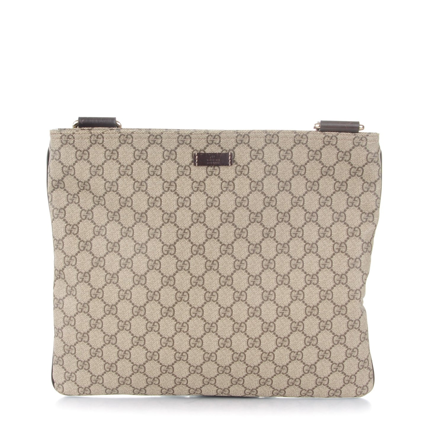 GG Plus Monogram Large Flat Messenger Bag Beige Brown