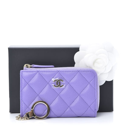 Chanel Caviar Quilted Zipped Key Holder Case Purple 8 of 8