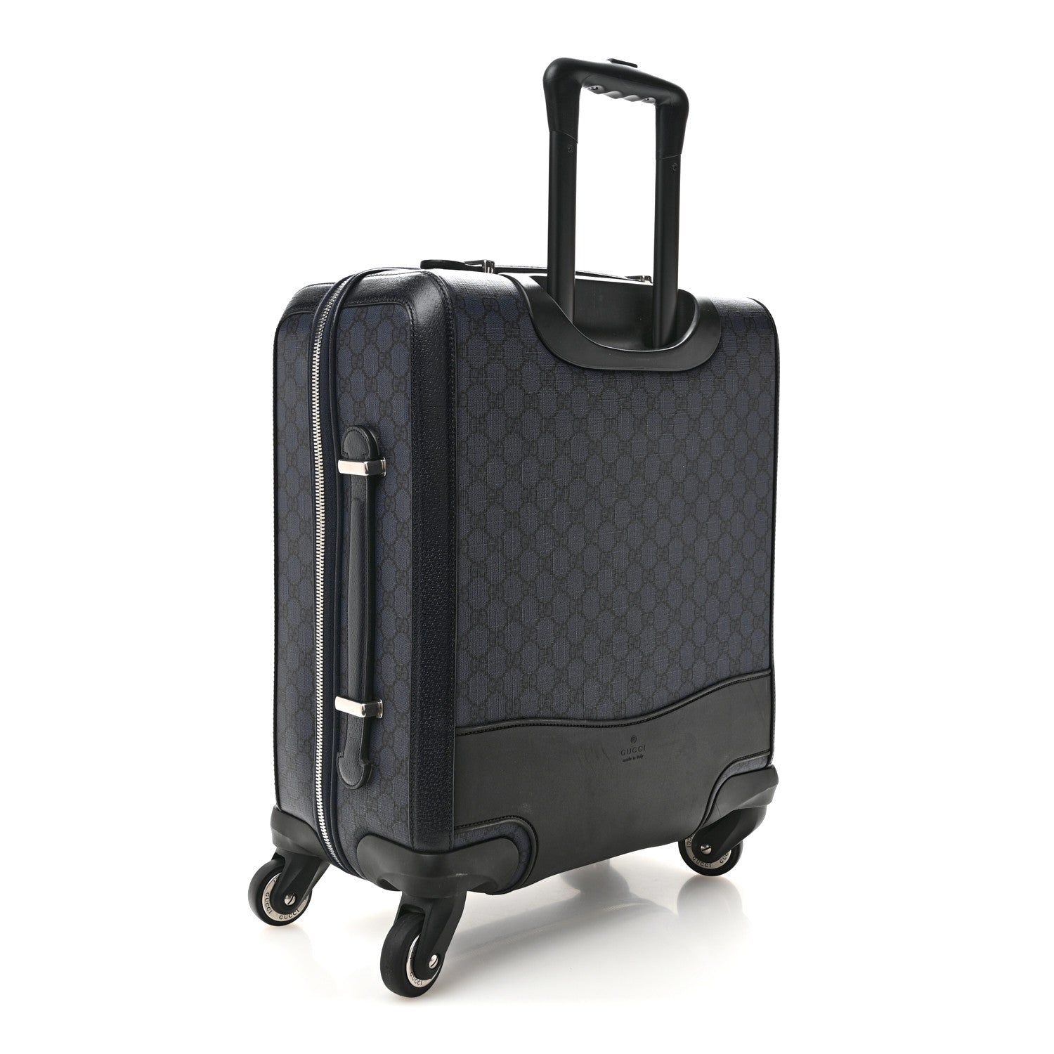 Gucci GG Supreme Monogram Textured Dollar Calfskin Web Ophidia Small Savoy Cabin Trolley Black Blue 2 of 12