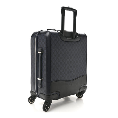 Gucci GG Supreme Monogram Textured Dollar Calfskin Web Ophidia Small Savoy Cabin Trolley Black Blue 2 of 12