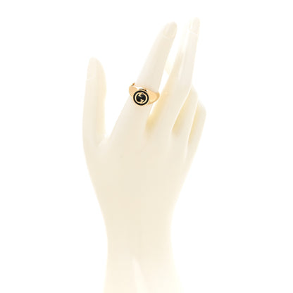 Gucci Metal Enamel Interlocking G Ring 56 7.5 Gold Black 2 of 7