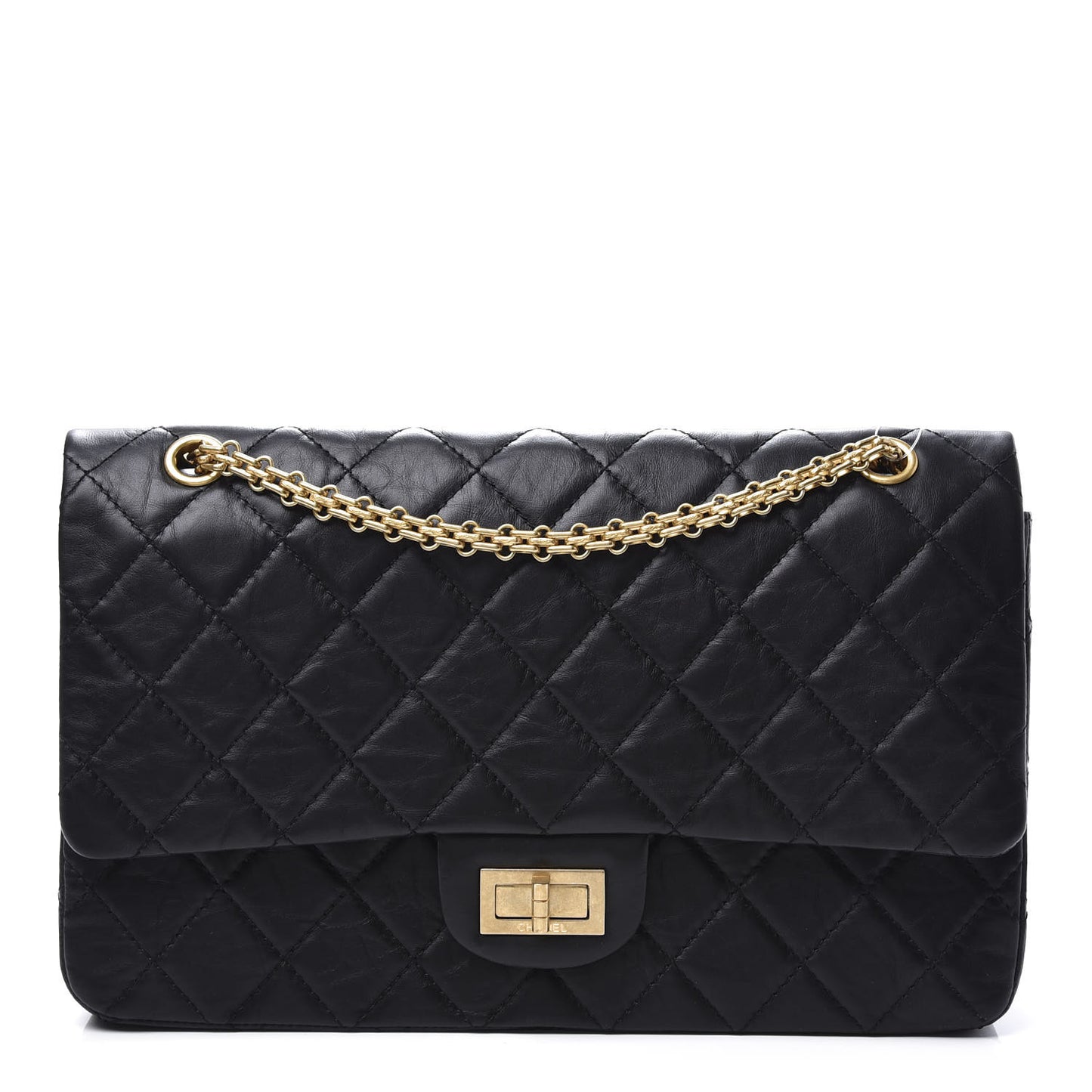 Aged Calfskin Quilted 2.55 Reissue 227 Flap Black
