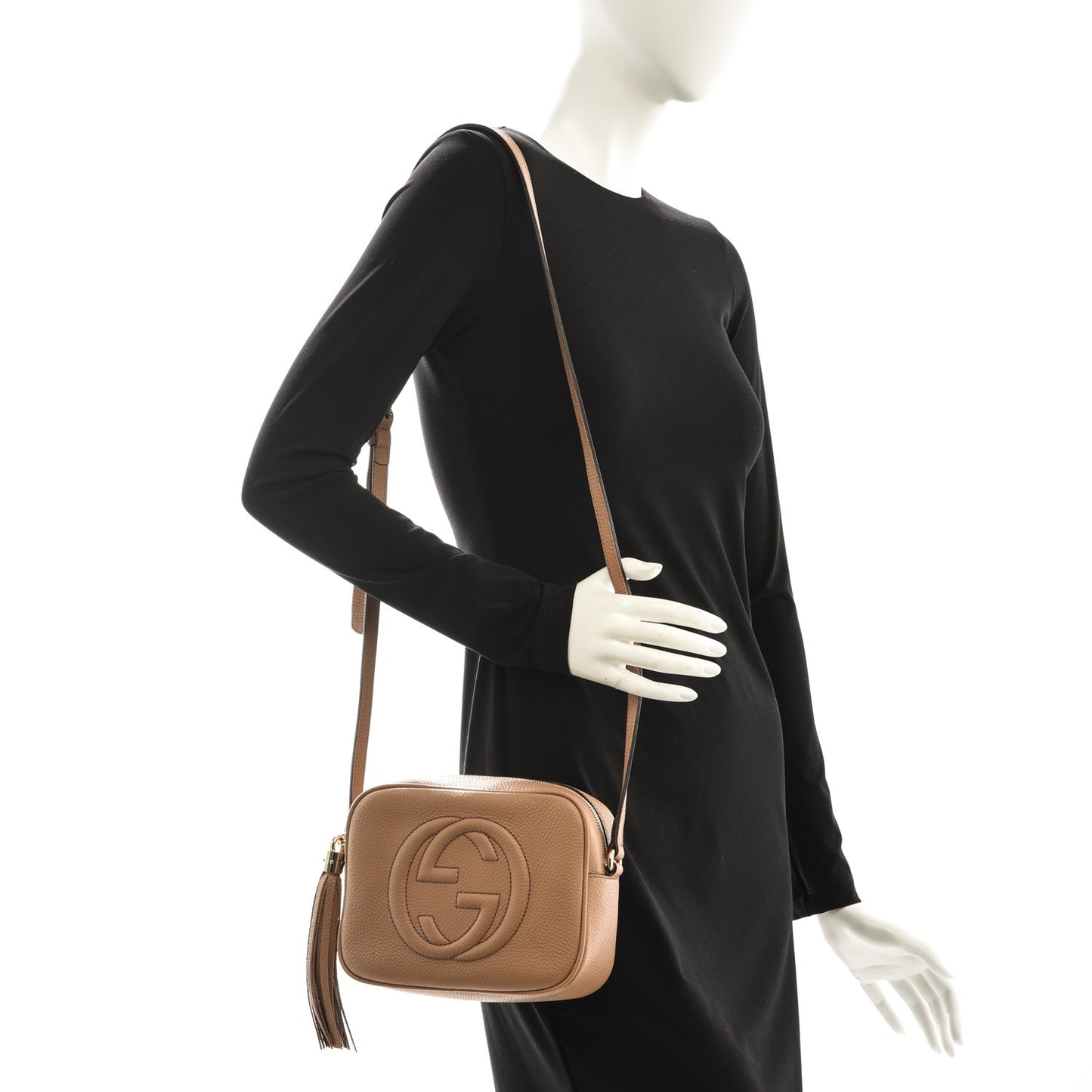 Pebbled Calfskin Small Soho Disco Bag Rose Beige