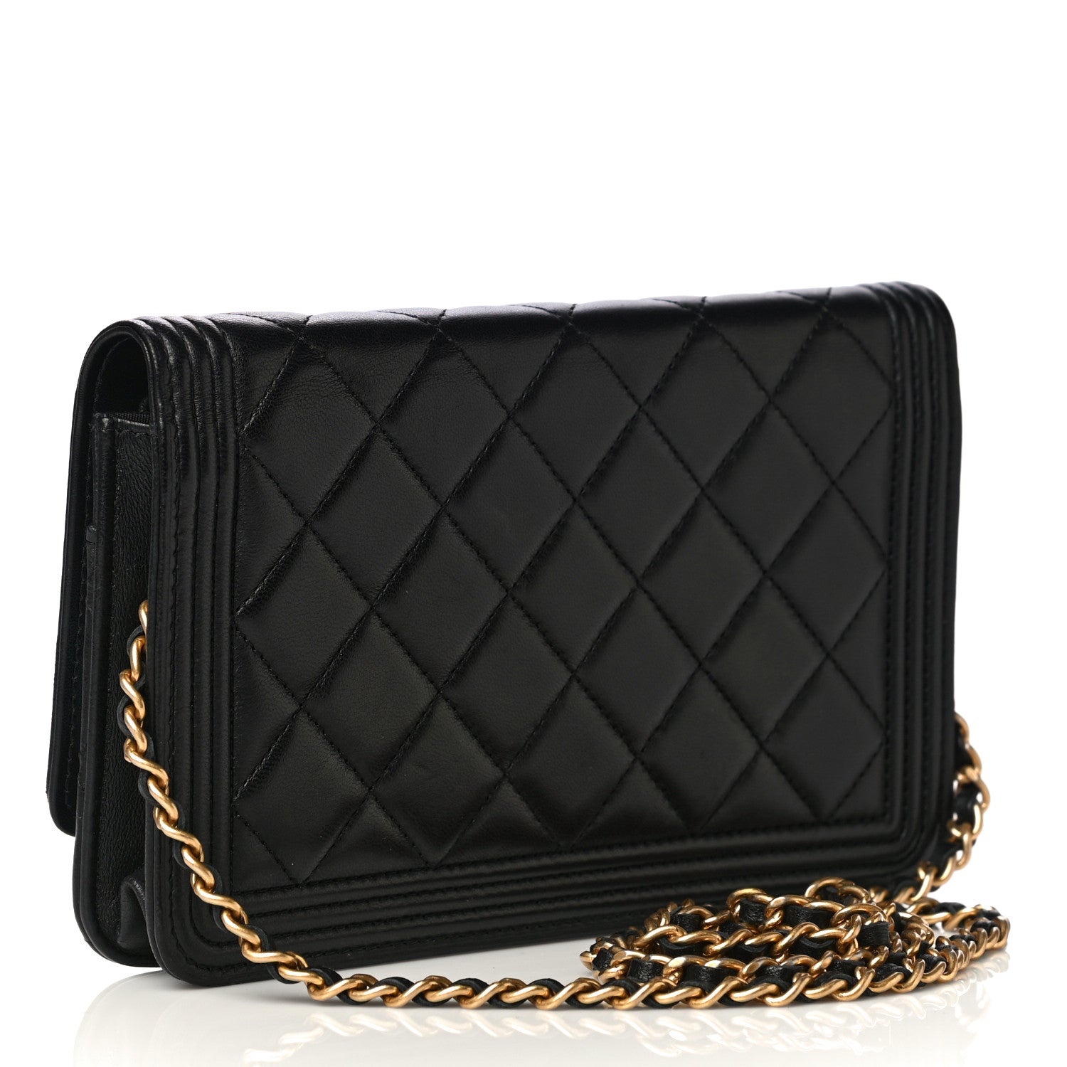 Chanel Lambskin Quilted Boy Wallet On Chain WOC Black 4 of 10