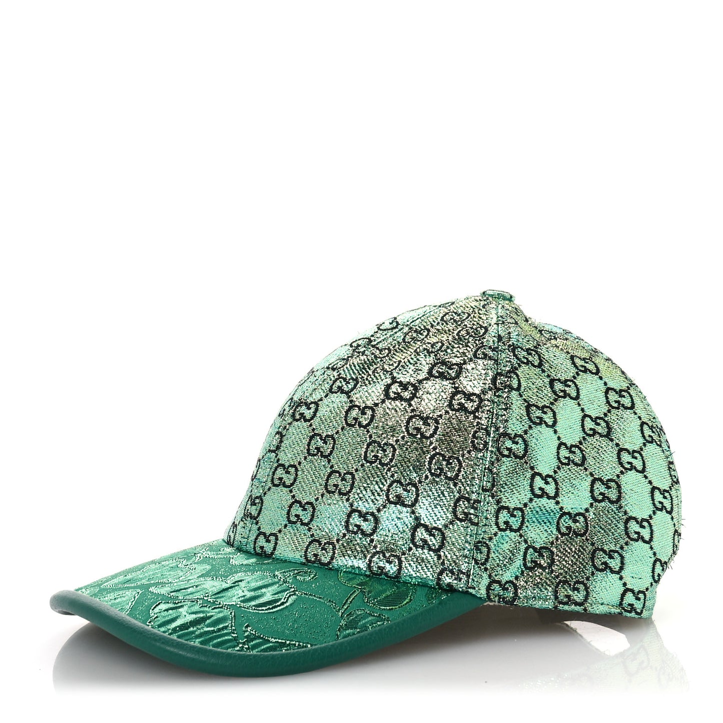 Silk Blend Jacquard Monogram Santa Barbara Baseball Hat XL Green Black Radiant