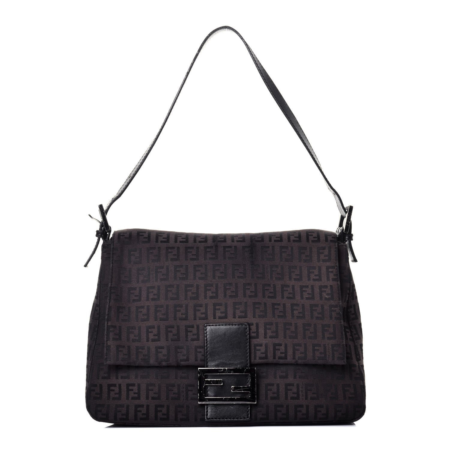 Fendi Zucchino Vitello Mama Baguette Black Moro 1 of 8