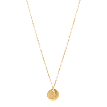 Tiffany 18K Yellow Gold Notes Letter C Disc Charm Pendant Necklace 1 of 4