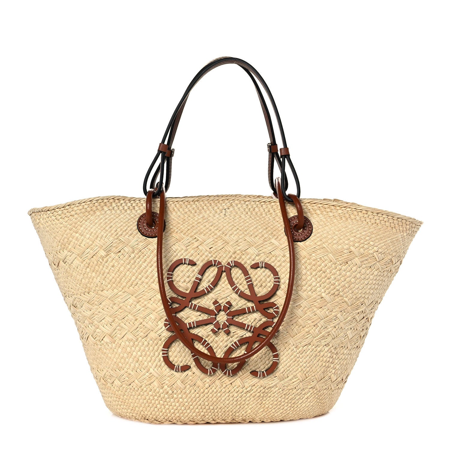 Loewe Iraca Palm Calfskin Medium Anagram Basket Bag Natural Tan 1 of 8
