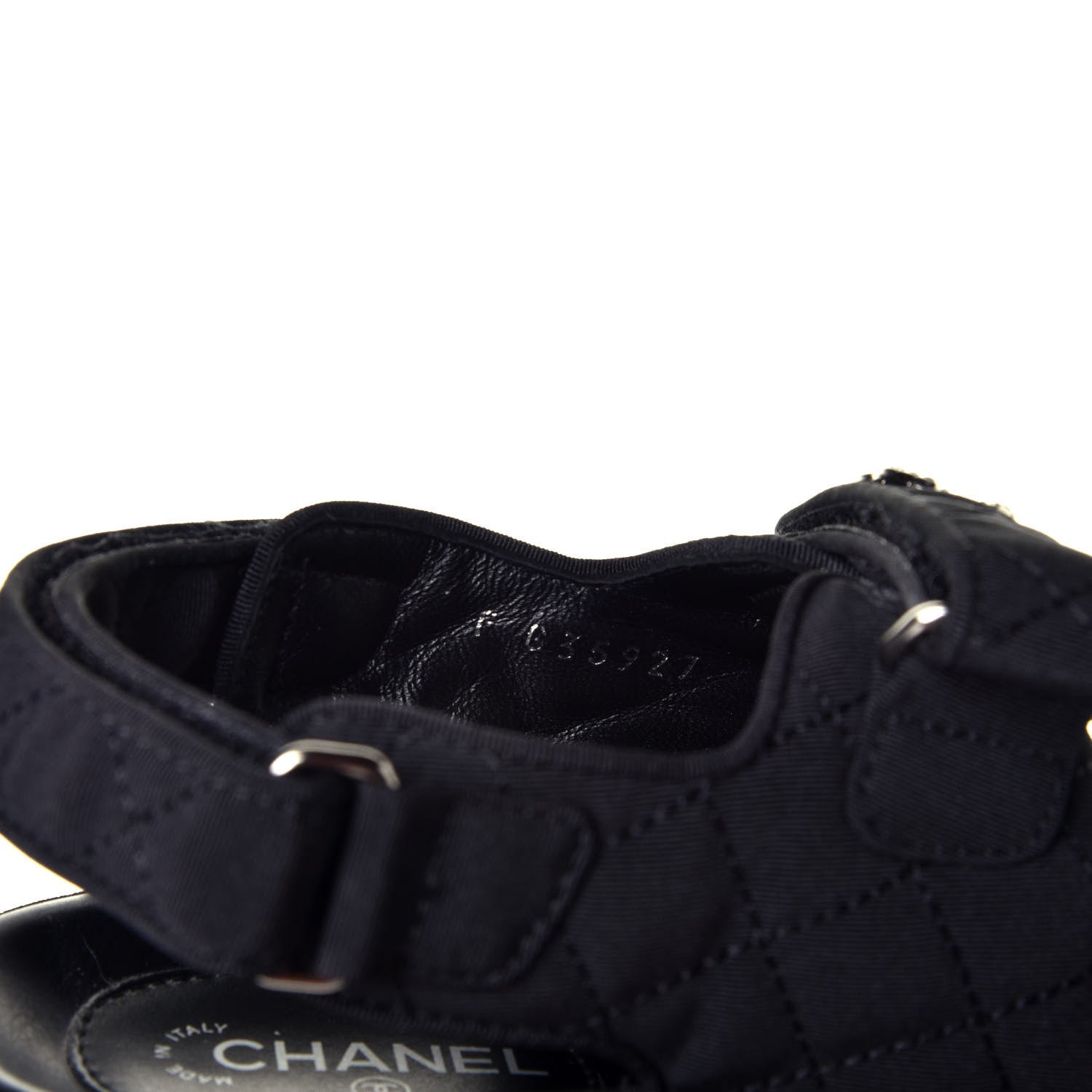 Chanel Fabric Velcro Dad Sandals 39 Black 8 of 8