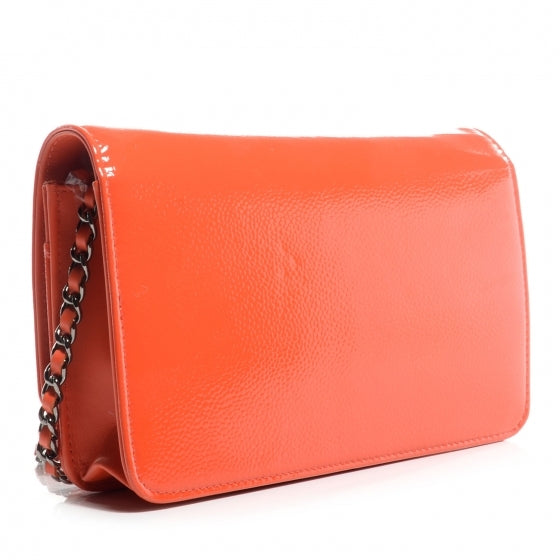 Chanel Patent Caviar Timeless Wallet On Chain WOC Orange 3 of 9