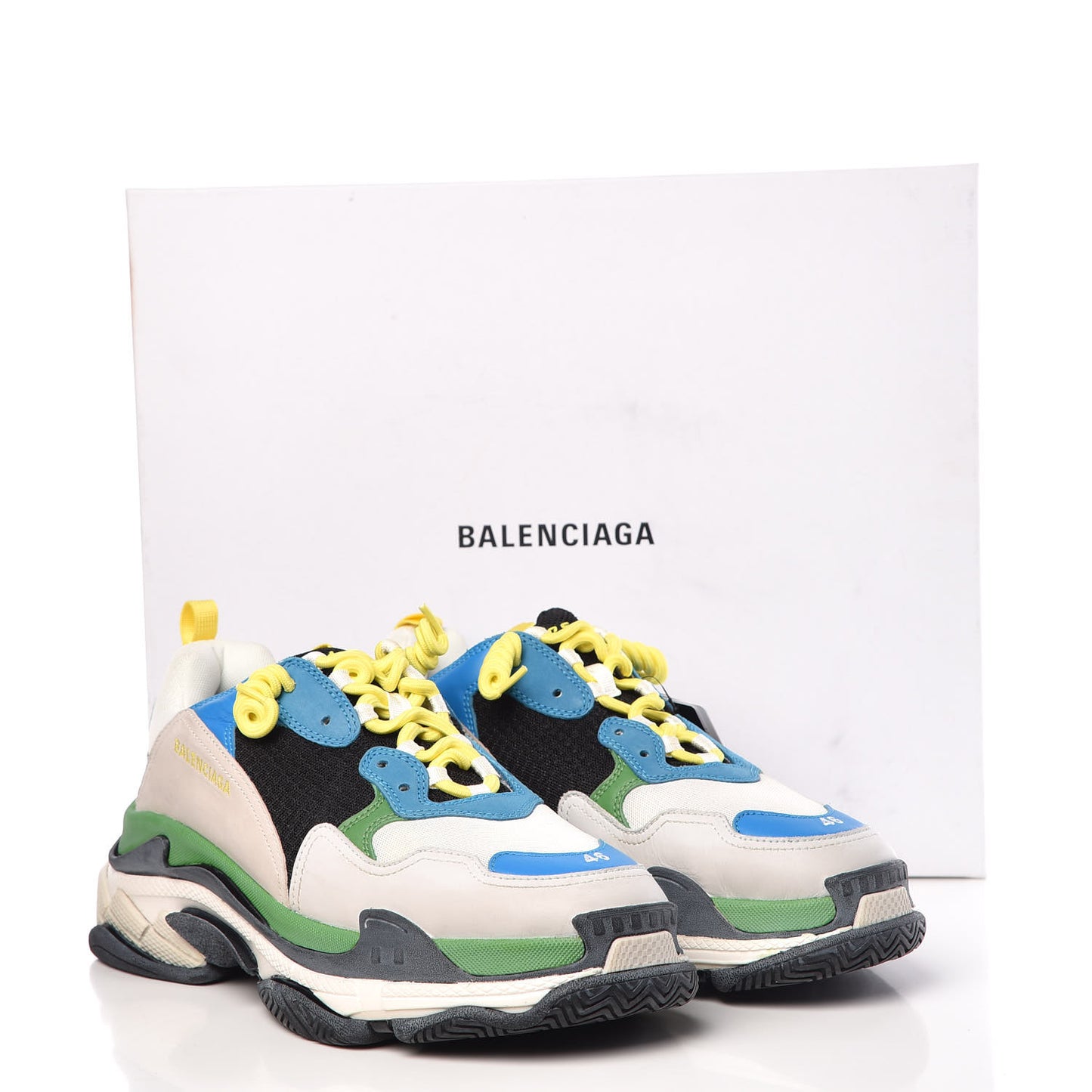 Fabric Mesh Nappa Mens Triple S Sneakers 46 Bleu White Vert Jaune