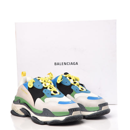 Balenciaga Fabric Mesh Nappa Mens Triple S Sneakers 46 Bleu White Vert Jaune 9 of 9