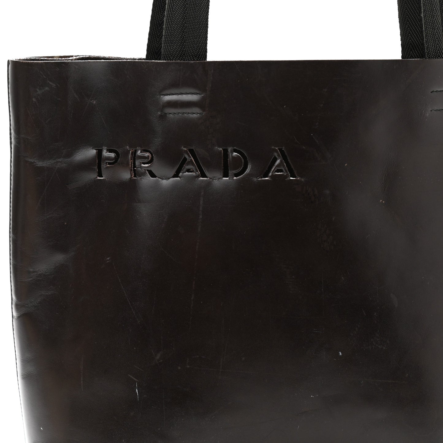 Vitello Lux Logo Tote Dark Brown