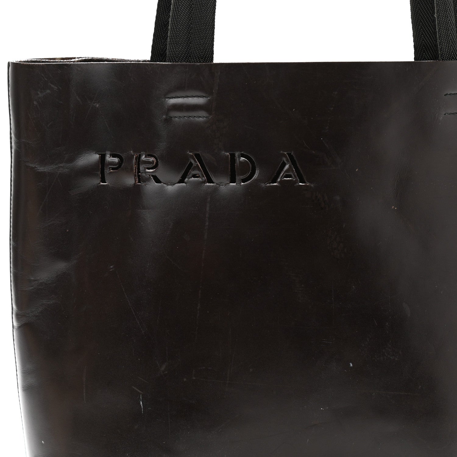 Prada Vitello Lux Logo Tote Dark Brown 7 of 14