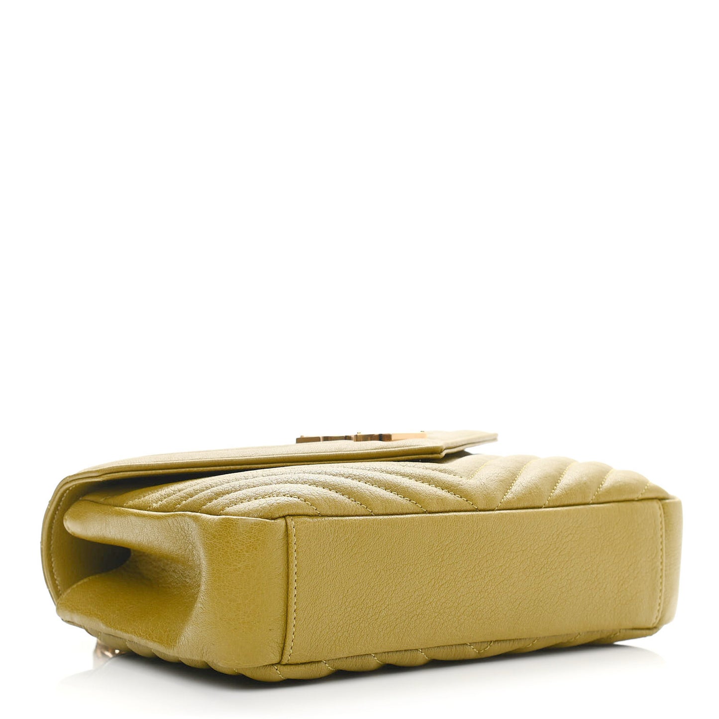 Sheepskin Matelasse Chevron Monogram Medium College Bag Olive