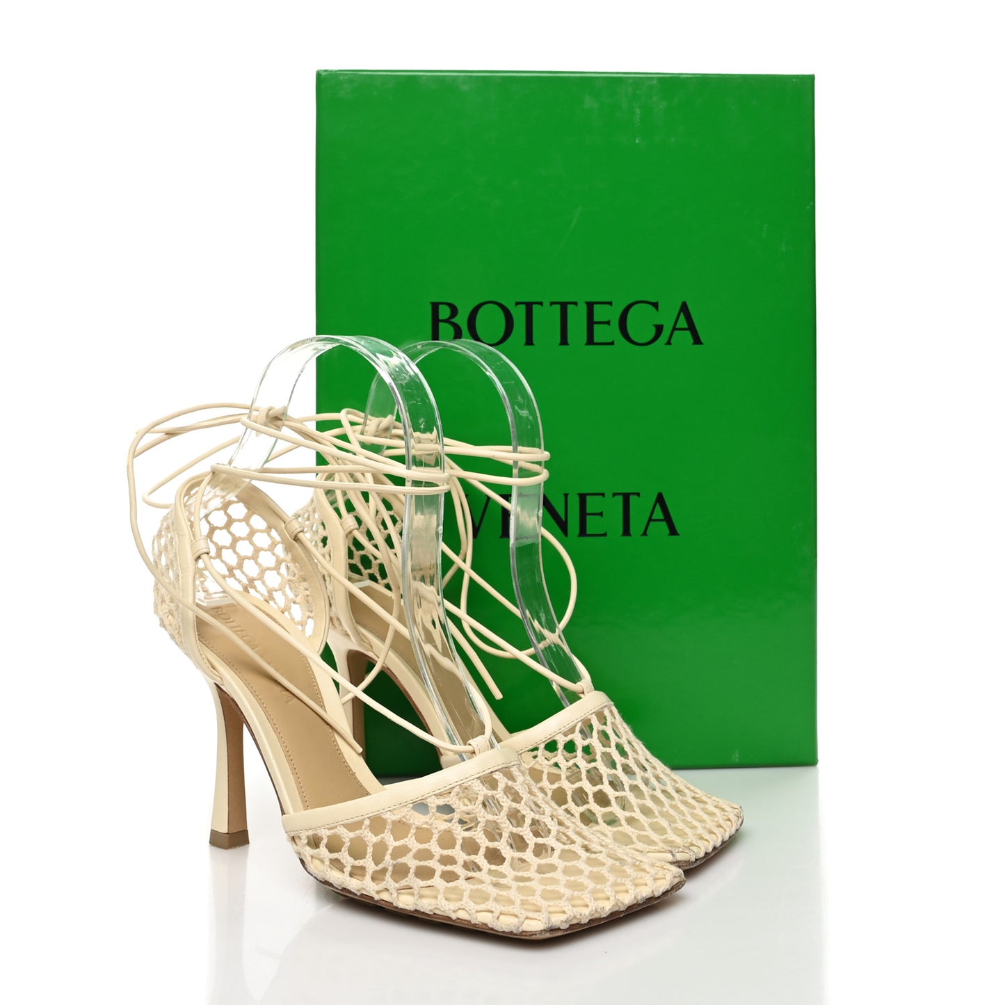 Mesh Nappa Stretch Ankle Tie Sandals 36 Toile