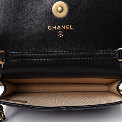 Chanel Lambskin Quilted Pearl Crush Clutch With Chain Black 5 of 13