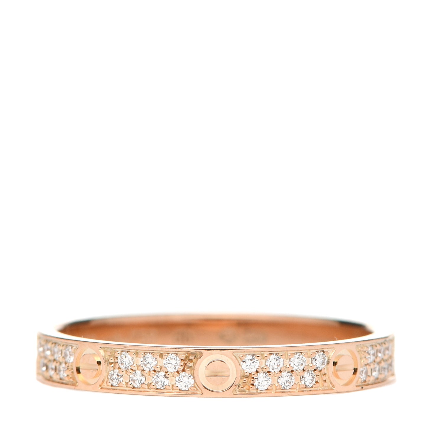 18K Pink Gold Diamond 2.6mm LOVE Paved Band Ring 51 5.75