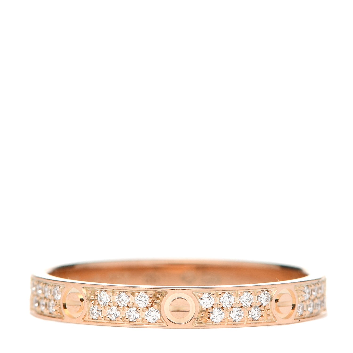 Cartier 18K Pink Gold Diamond 2.6mm LOVE Paved Band Ring 51 5.75 1 of 7