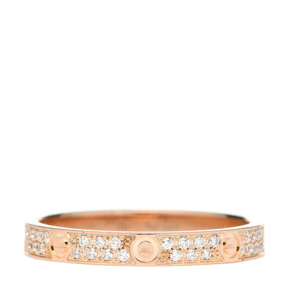 Cartier 18K Pink Gold Diamond 2.6mm LOVE Paved Band Ring 51 5.75 1 of 7