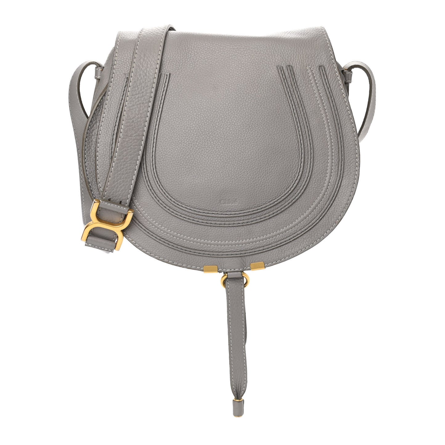 Calfskin Medium Marcie Round Crossbody Bag Cashmere Grey