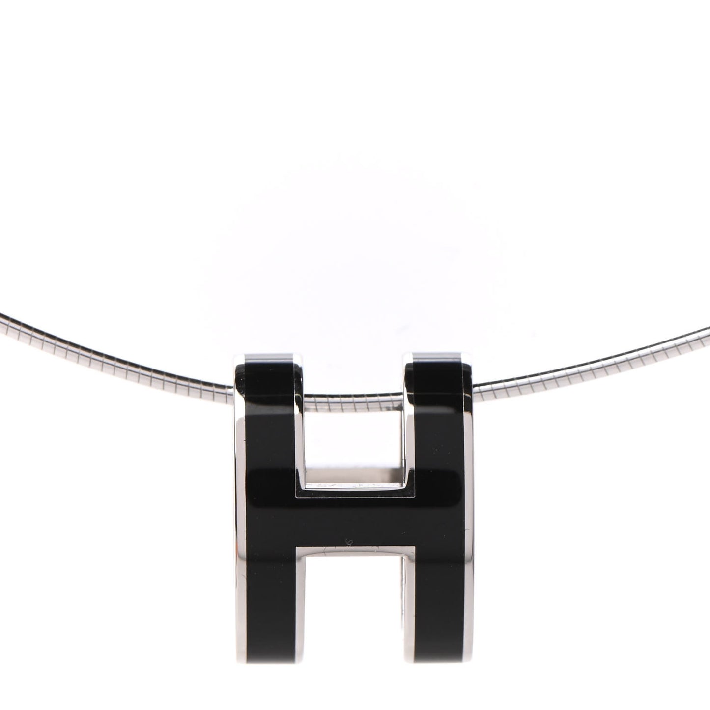 Lacquered Palladium Pop H Pendant Necklace Black