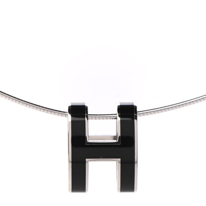 Hermes Lacquered Palladium Pop H Pendant Necklace Black 4 of 7