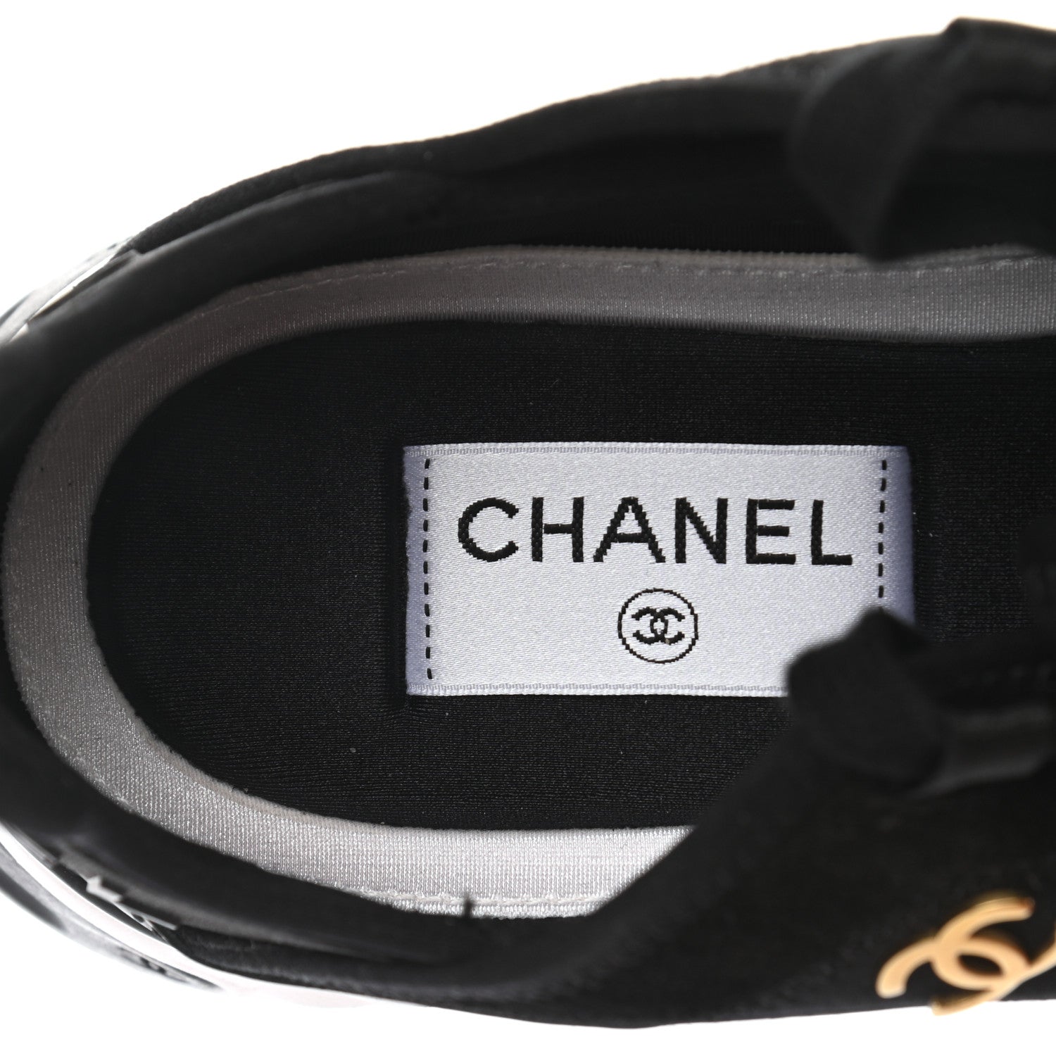 Chanel Velvet Calfskin Mixed Fibers CC Sneakers 38 Black 7 of 9