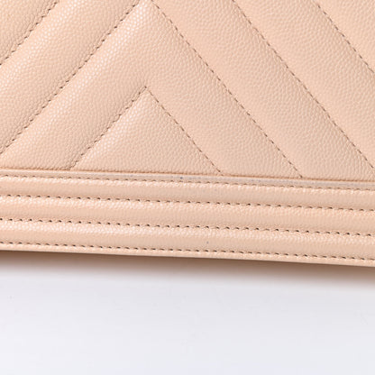 Chanel Caviar Chevron Quilted New Medium Boy Flap Light Beige 16 of 17