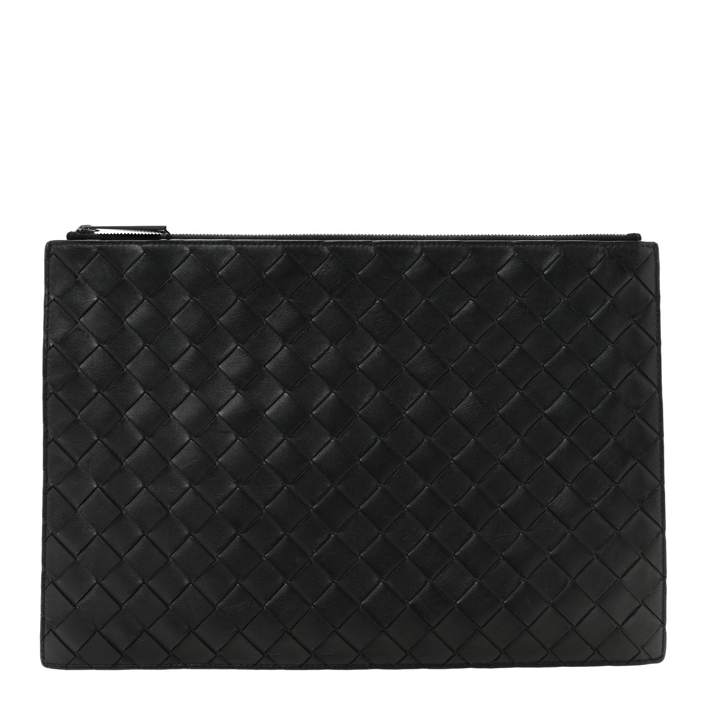 Nappa Intrecciato Flat Zip Pouch Black
