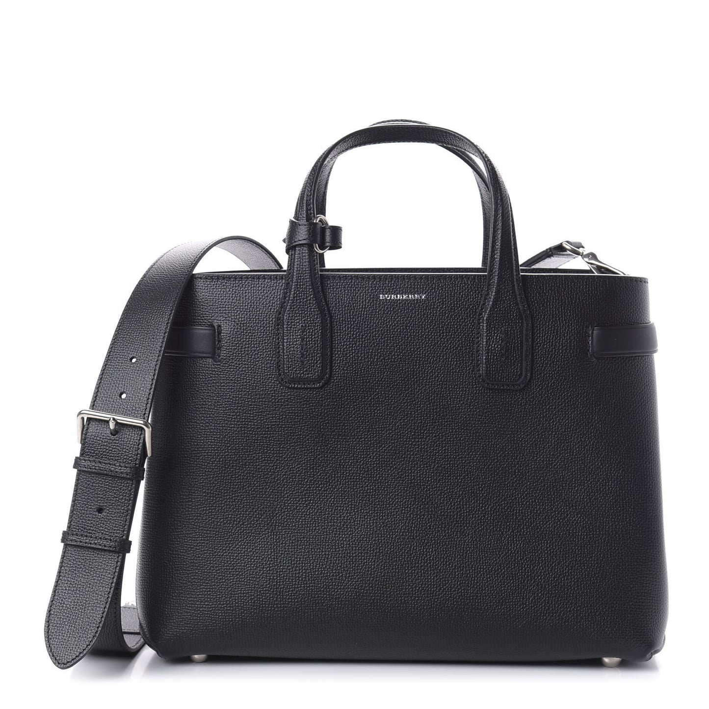 Grainy Calfskin House Check Medium Banner Tote Black