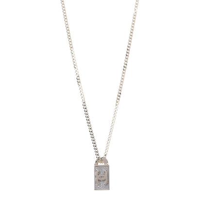 Chanel Crystal Dog Tag Charm Necklace Gold 1 of 5