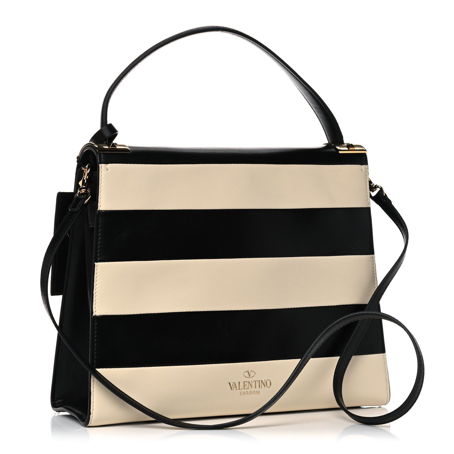 Nappa Striped Medium My Rockstud Frame Bag Black Light Ivory