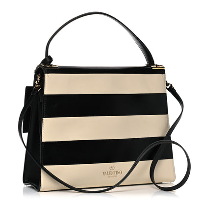 Valentino Garavani Nappa Striped Medium My Rockstud Frame Bag Black Light Ivory 4 of 16