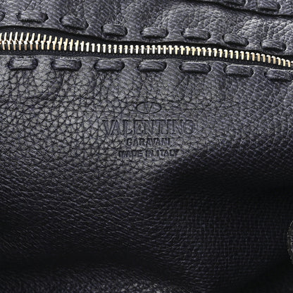 Valentino Garavani Grained Calfskin Rockstud C-Rockee Fringe Tote Deep Denim 6 of 9