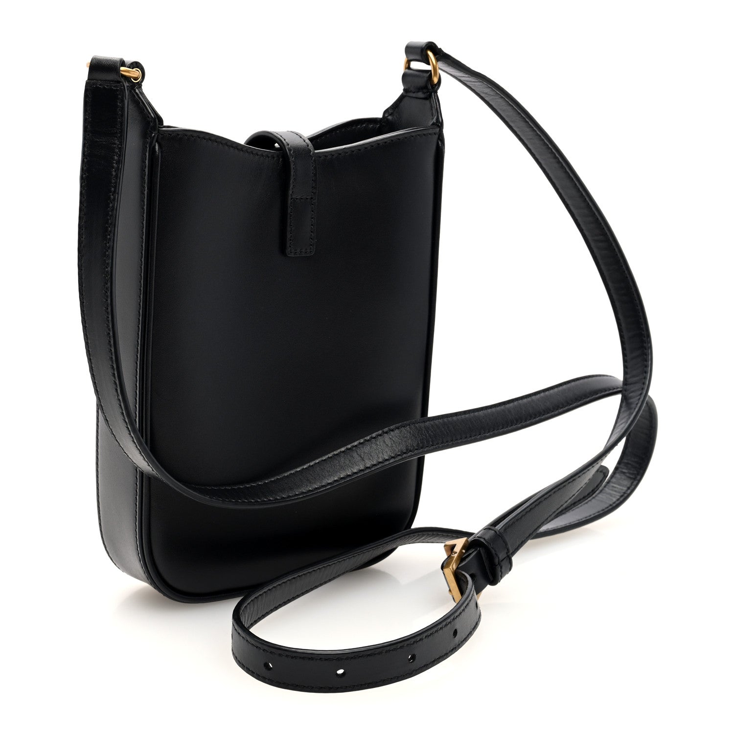 Saint Laurent Smooth Calfskin Mini Le 5 A 7 Vertical Hobo Black 3 of 9