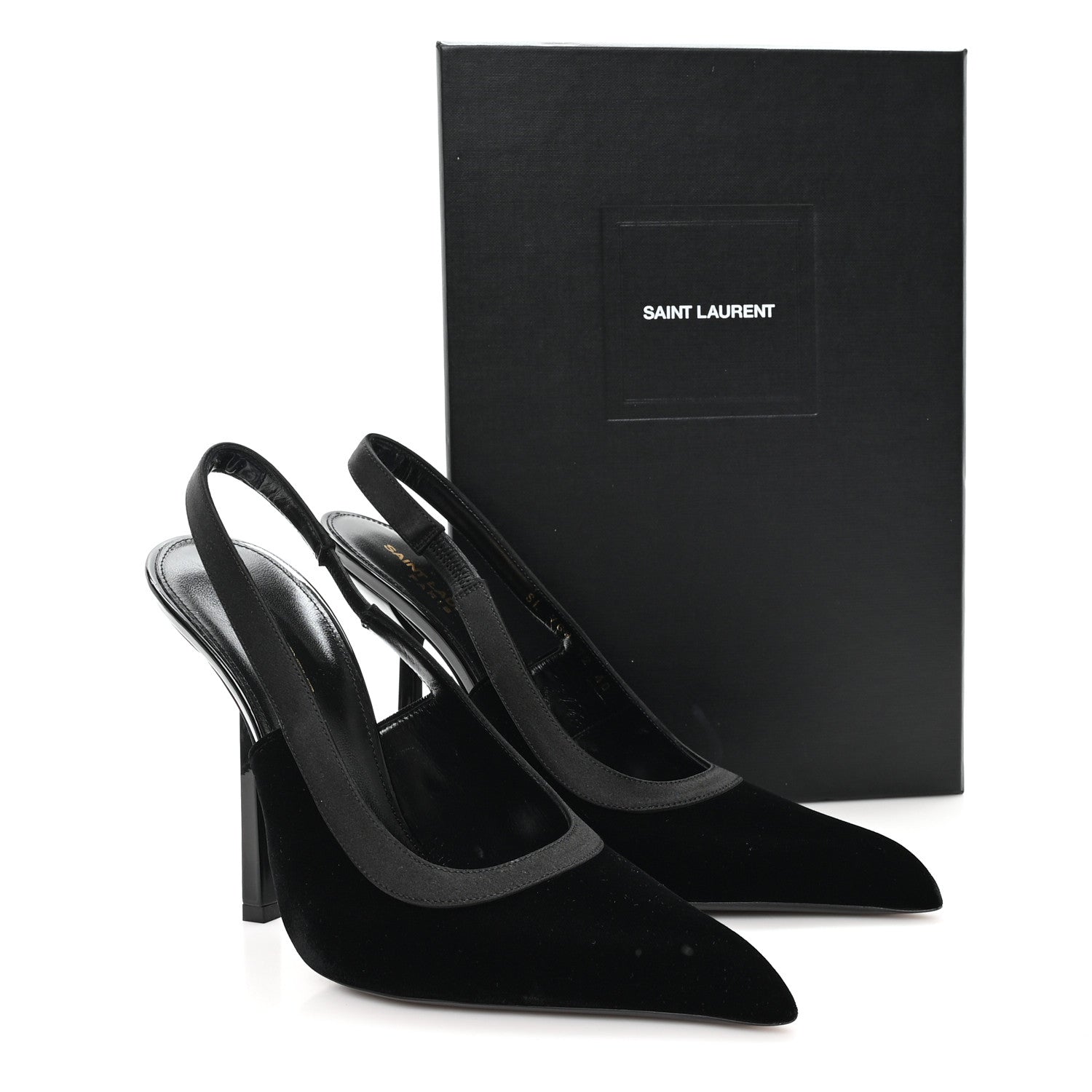 Saint Laurent Velluto Master Raso Regale Victoire 115 Slingback Pumps 40 Black 10 of 10