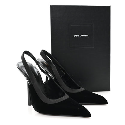 Saint Laurent Velluto Master Raso Regale Victoire 115 Slingback Pumps 40 Black 10 of 10