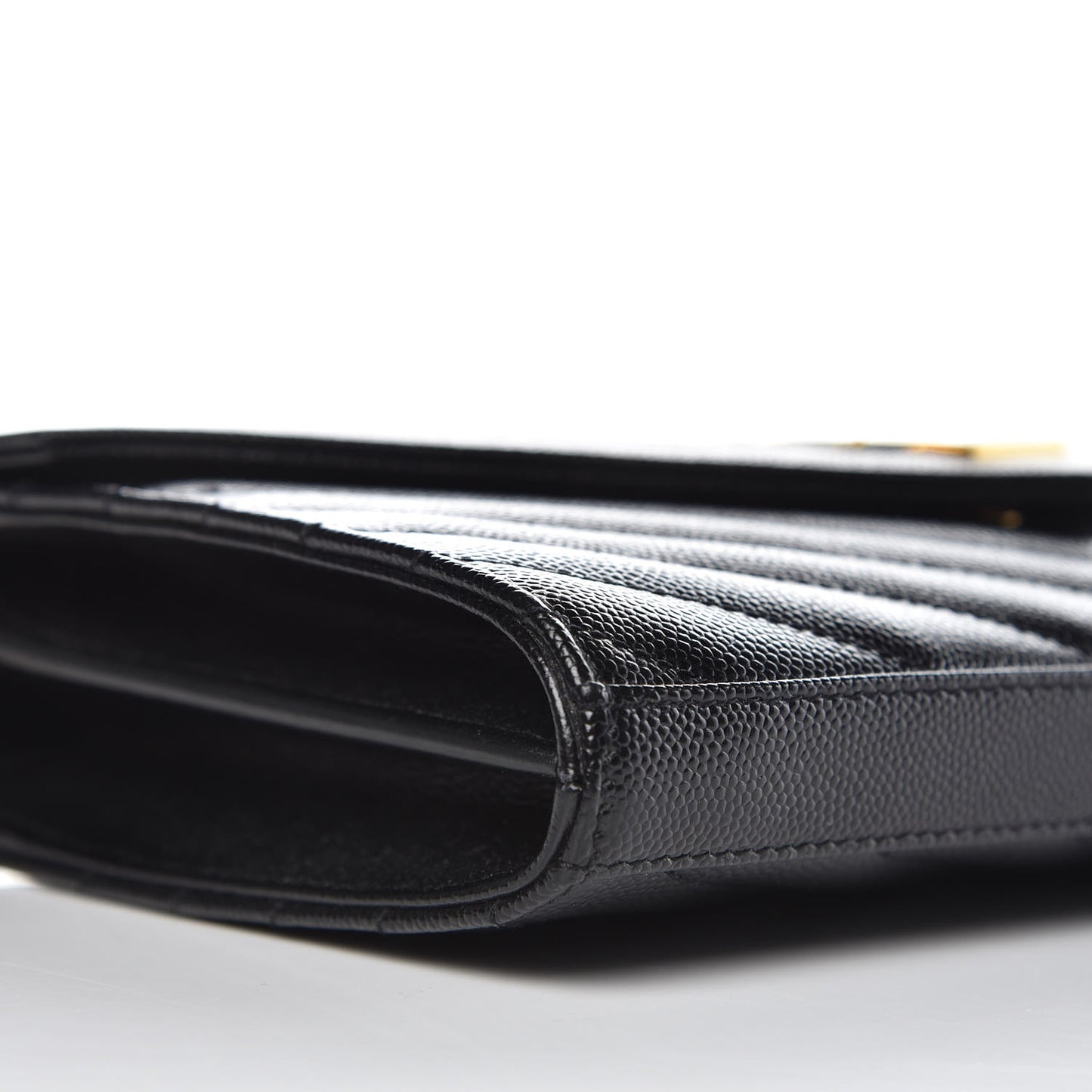 Grain De Poudre Matelasse Chevron Monogram Chain Wallet Black