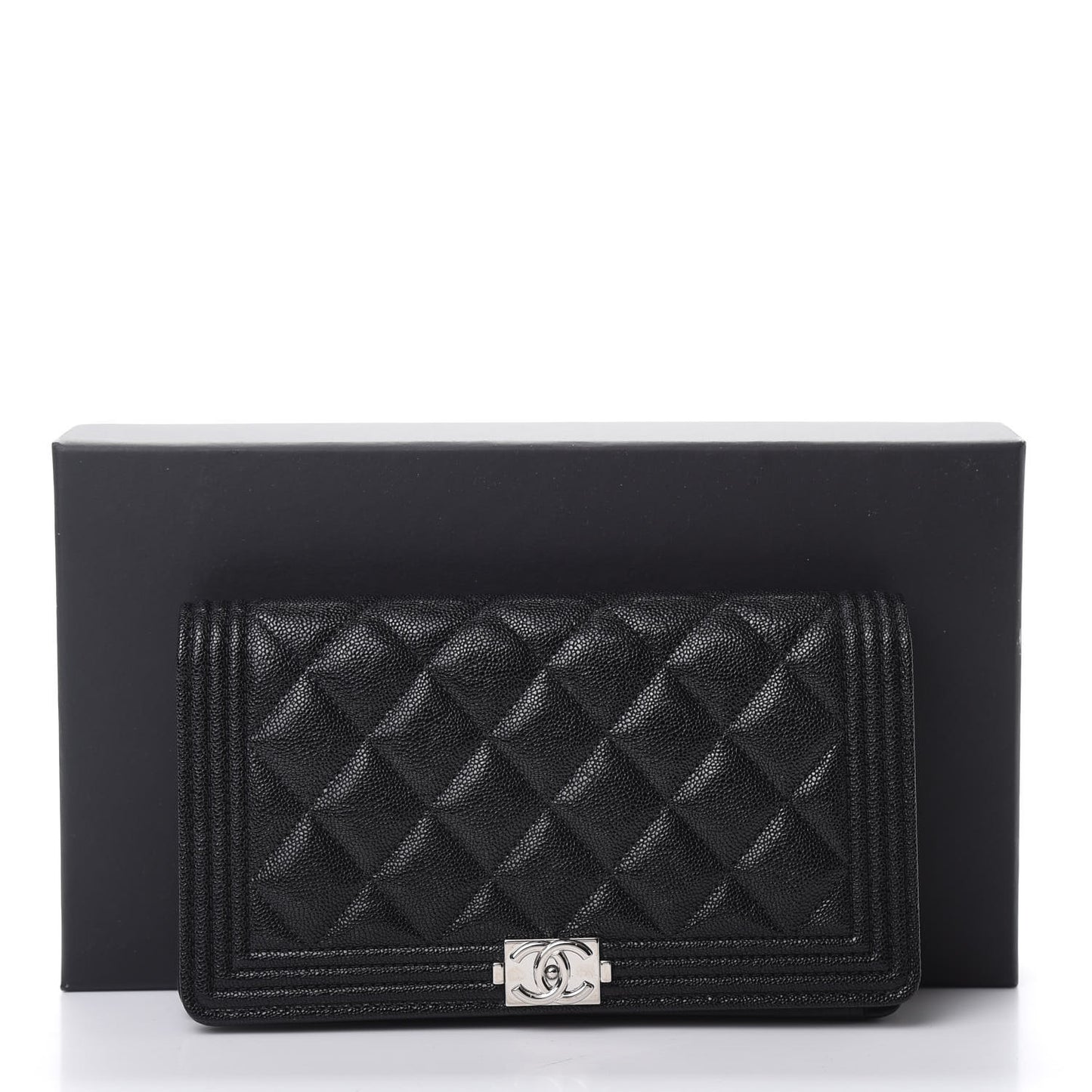 Caviar Quilted Boy Yen Wallet Black