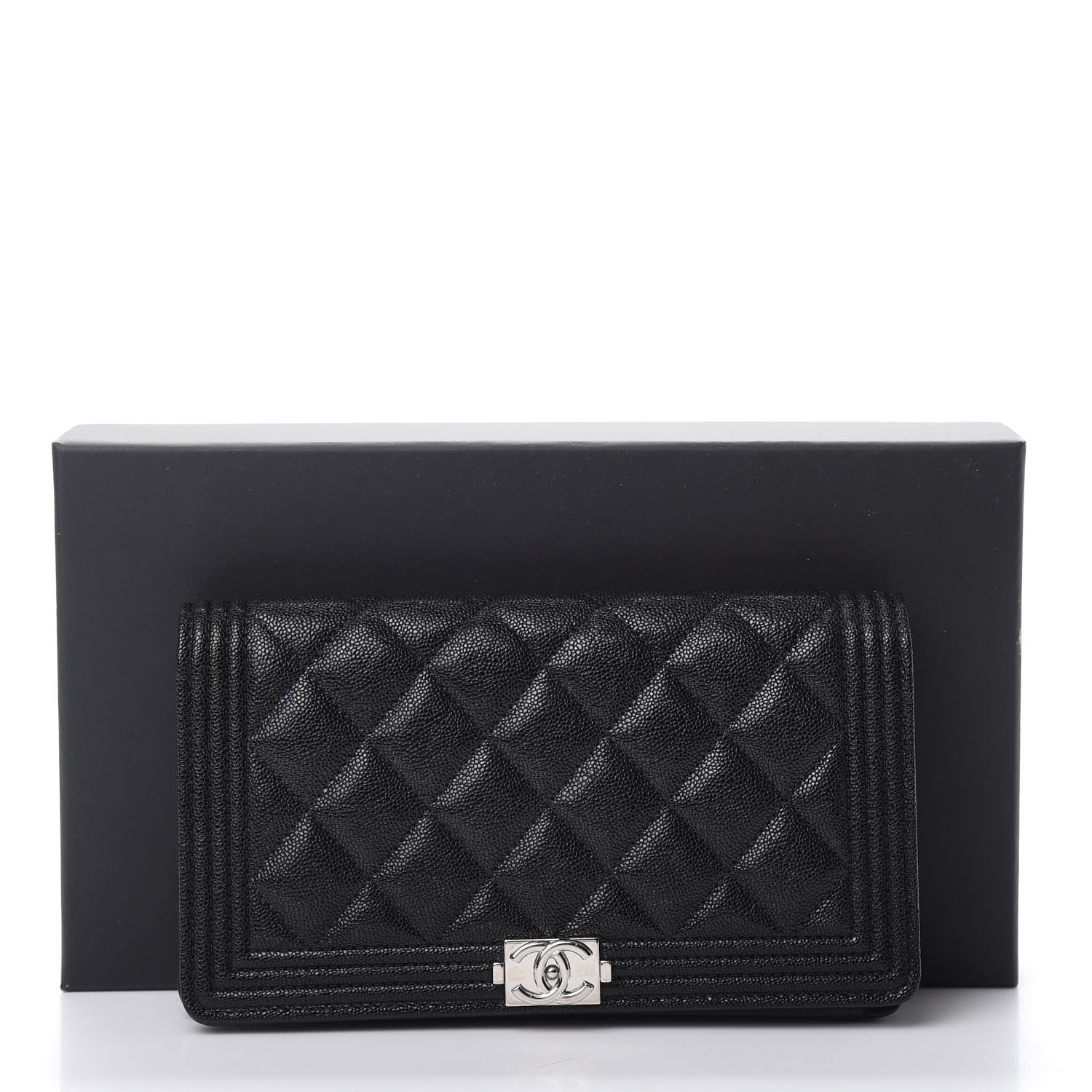 Chanel Caviar Quilted Boy Yen Wallet Black 9 of 9