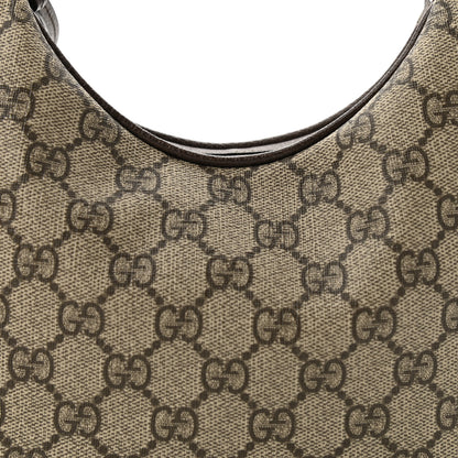 Gucci GG Supreme Monogram Textured Calfskin Web Small Attache Shoulder Bag Beige Ebony New Acero 8 of 11