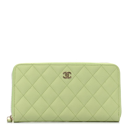 Chanel Caviar Quilted Zip Around Wallet Light Green 1 of 9