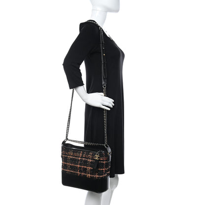 Chanel Tweed Calfskin Medium Gabrielle Hobo Black Brown 2 of 11