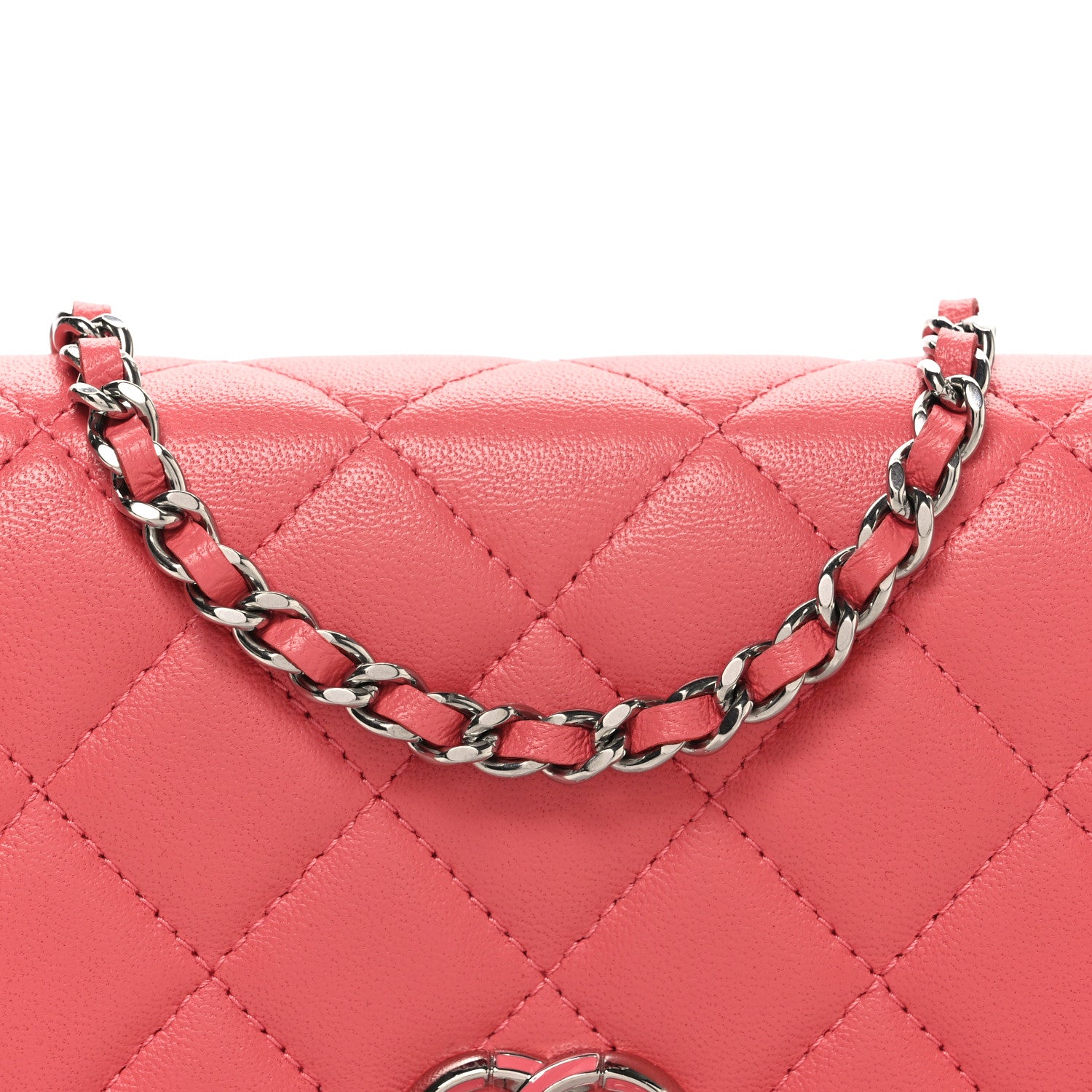 Chanel Lambskin Quilted Wallet On Chain WOC Pink 9 of 11