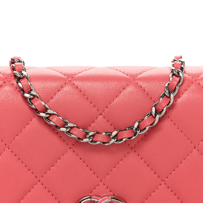Chanel Lambskin Quilted Wallet On Chain WOC Pink 9 of 11