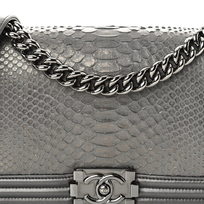 Chanel Snakeskin Medium Boy Flap Silver 8 of 12