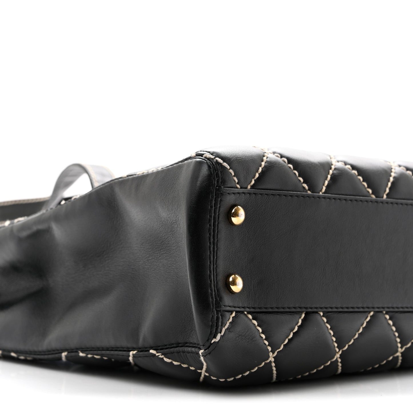 Calfskin Wild Stitch Medium Tote Black