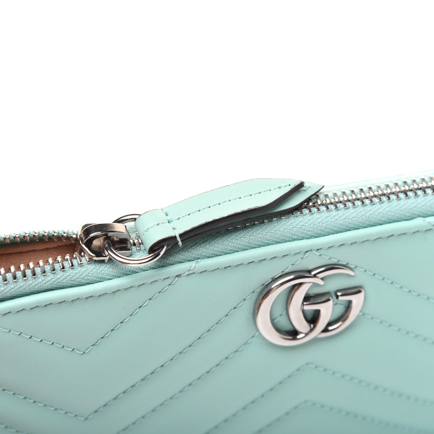 Calfskin Matelasse GG Marmont Wrist Wallet Water Green