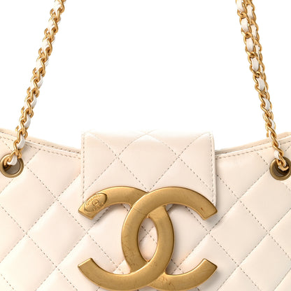 Chanel Lambskin Quilted Giant CC Shoulder Bag White 7 of 10